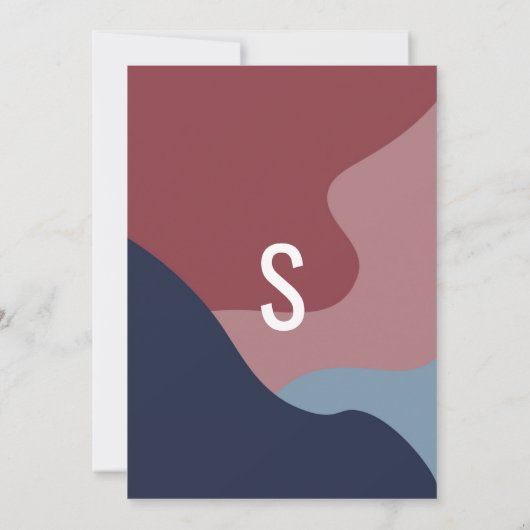 抽象芸術ブルーピモダンンク金ゴールドジオメトリスイート16 招待状 (裏面)