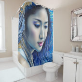抽象芸術ブルーファンタジーウーマンシュールレアリスアール シャワーカーテン (インサイチュ)
