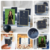 抽象芸術ブルーフォトバルミツワー日付を保存実在 箔招待状