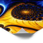 抽象芸術ブルーフラクタルスカイキャンバス印刷 ポスター (角)