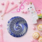 抽象芸術ブルーフラクタルスパイラル紙プレート ペーパープレート (パーティー)