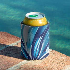抽象芸術ブルーフラワーアールデコ 缶クーラー