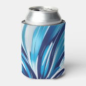 抽象芸術ブルーフラワーアールデコ 缶クーラー (缶正面)