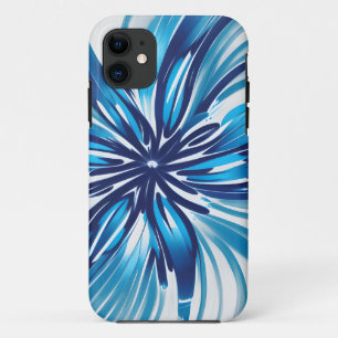 抽象芸術ブルーフラワーアールデコ iPhone 11 ケース
