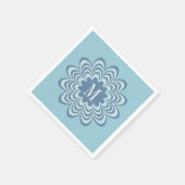 抽象芸術ブルーフラワーカスタムモノグラムイニシャル スタンダードカクテルナプキン (角)