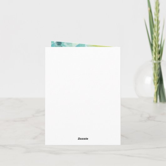 抽象芸術ブルーフローラありがとう サンキューカード (裏面)