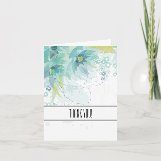 抽象芸術ブルーフローラありがとう サンキューカード (正面)