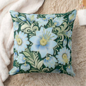 抽象芸術ブルーフローラオーナメント（緑） クッション (ブランケット)