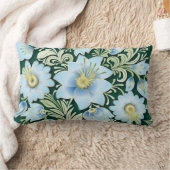 抽象芸術ブルーフローラオーナメント(緑) ランバークッション (ブランケット)