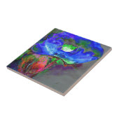 抽象芸術ブルーフローラブルー水色ポピー タイル (側面)