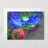 抽象芸術ブルーフローラブルー水色ポピー ポストカード (正面/裏面)