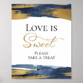 抽象芸術ブルーブライダルシャワーラブイズスイートサイン ポスター (正面)