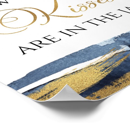 抽象芸術ブルーブライダルシャワー何人のキス記号 ポスター (角)