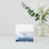 抽象芸術ブルーブラシストロークセラピスト名刺 スクエア名刺 (スタンド正面)