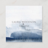 抽象芸術ブルーブラシストロークセラピスト名刺 スクエア名刺 (正面)