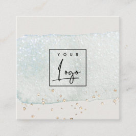 抽象芸術ブルーブラシストーク水彩ロゴ スクエア名刺