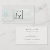 抽象芸術ブルーブラシストーク水彩ロゴ 名刺 (正面/裏面)