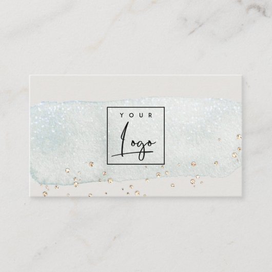 抽象芸術ブルーブラシストーク水彩ロゴ 名刺 (正面)