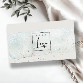 抽象芸術ブルーブラシストーク水彩ロゴ 名刺