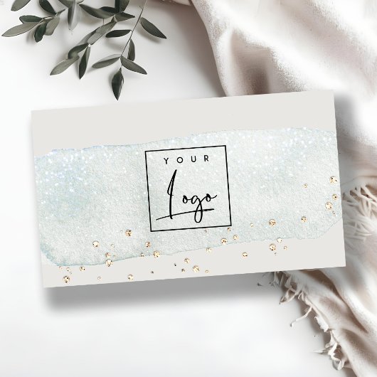 抽象芸術ブルーブラシストーク水彩ロゴ 名刺