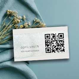 抽象芸術ブルーブラシストーク水彩QRコード 名刺