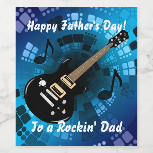 抽象芸術ブルーブラックギターファーズデイロックインパパ ワインラベル (シングルラベル)