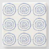 抽象芸術ブルーブラッシュストロークサークルコースト ストーンコースター (正面)