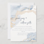 抽象芸術ブルーベージュシーサンドビーチカップルシャワー 招待状 (正面)