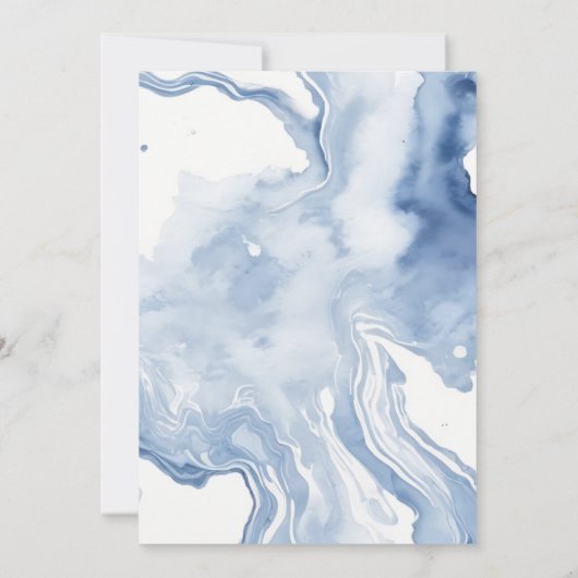 抽象芸術ブルーベージュシーサンドビーチ婚約 招待状 (裏面)