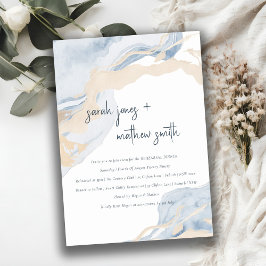 抽象芸術ブルーベージュシービーチリハーサルディナー 招待状