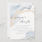 抽象芸術ブルーベージュシービーチリハーサルディナー 招待状 (正面)