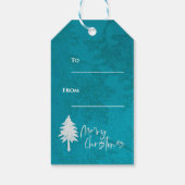 抽象芸術ブルーホワイトクリスマスツリーメリークリスマス ギフトタグ (裏面)