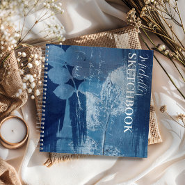 抽象芸術ブルーボタニカルスケッチブックモノグラム ノートブック