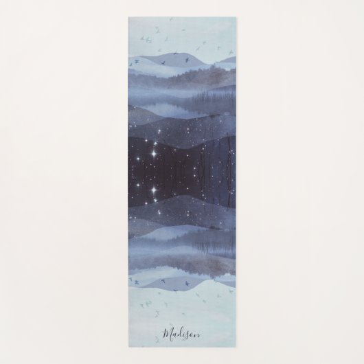 抽象芸術ブルーマウンテンズスターパーソナライズされた ヨガマット (正面)