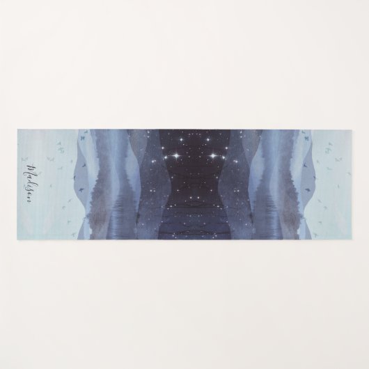 抽象芸術ブルーマウンテンズスターパーソナライズされた ヨガマット (正面(横))