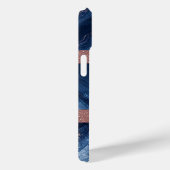 抽象芸術ブルーマーブルアートと金ゴールドグリッターアクセント Case-Mate iPhoneケース (裏面 / 右)