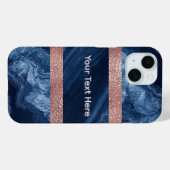 抽象芸術ブルーマーブルアートと金ゴールドグリッターアクセント Case-Mate iPhoneケース (裏面 (横))
