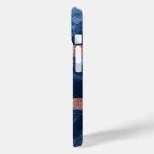 抽象芸術ブルーマーブルアートと金ゴールドグリッターアクセント Case-Mate iPhoneケース (裏面 / 左)