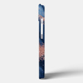 抽象芸術ブルーマーブルアートと金ゴールドグリッターアクセント Case-Mate iPhoneケース (裏面 / 左)