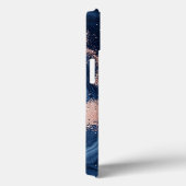 抽象芸術ブルーマーブルアートと金ゴールドグリッターアクセント Case-Mate iPhoneケース (裏面 / 右)