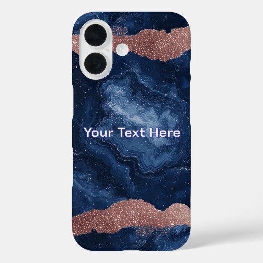 抽象芸術ブルーマーブルアートと金ゴールドグリッターアクセント Case-Mate iPhoneケース (裏面)