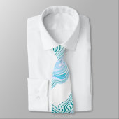 抽象芸術ブルーマーブルストーンプリントネックタイ ネクタイ (タイ)