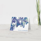 抽象芸術ブルーマーブル渦スタイリッシュパーソナライズされた ノートカード (正面)