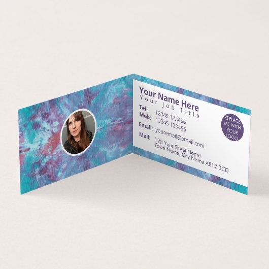 抽象芸術ブルーマーリング絞り染め効果 名刺 (内部)