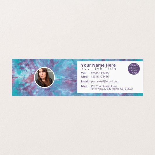 抽象芸術ブルーマーリング絞り染め効果 名刺 (内部フラット)