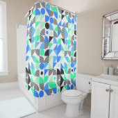 抽象芸術ブルーミント幾何学模様 シャワーカーテン (インサイチュ)