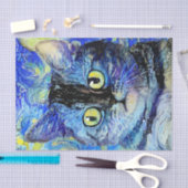 抽象芸術ブルーモザイクキャットデクページティッシュペーパー 薄葉紙 (クラフト)