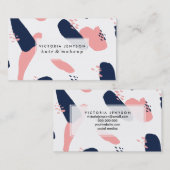 抽象芸術ブルーモダンパステルピンク幾何学pa 名刺 (正面/裏面)