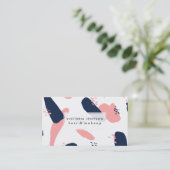 抽象芸術ブルーモダンパステルピンク幾何学pa 名刺 (スタンド正面)