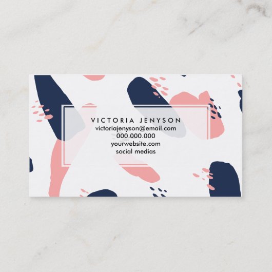 抽象芸術ブルーモダンパステルピンク幾何学pa 名刺 (裏面)